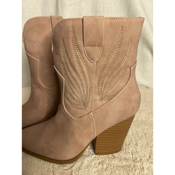 Qupid Slay 76X Women's Pink Western Ankle Boots Size 10 - Picture 11 of 15